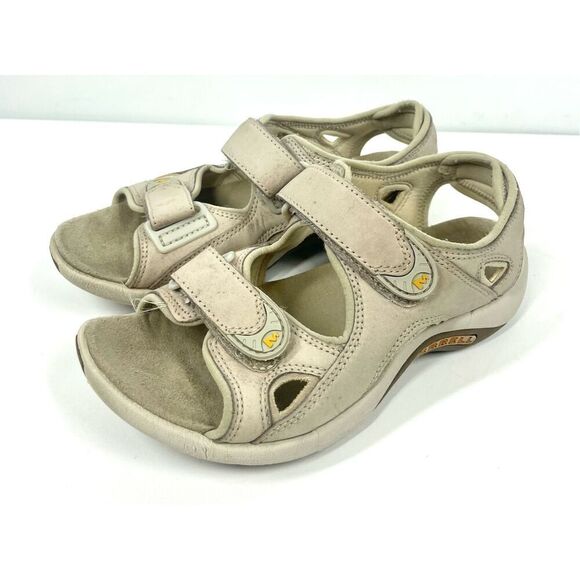 Merrell Via III Performance Casual Leather Sandals  CEMENT Women Size 5 - Picture 3 of 8